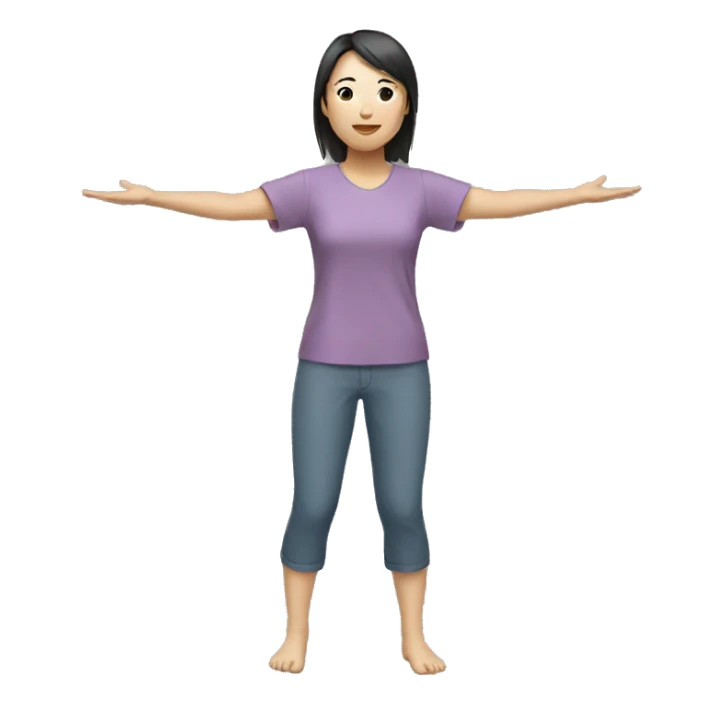 Asian woman (full body) (raising arms) (legs feet) sticker