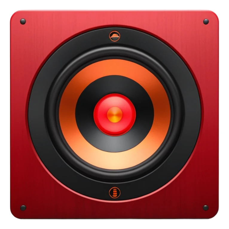 Head: A black KLIPSCH RP-8000F speaker, often represented with a red center or speaker cone.
Core: A small, bright glowing cherry-red circle representing his core.
Body & Armor: Primarily black armor plating with bright red accents or flames. sticker