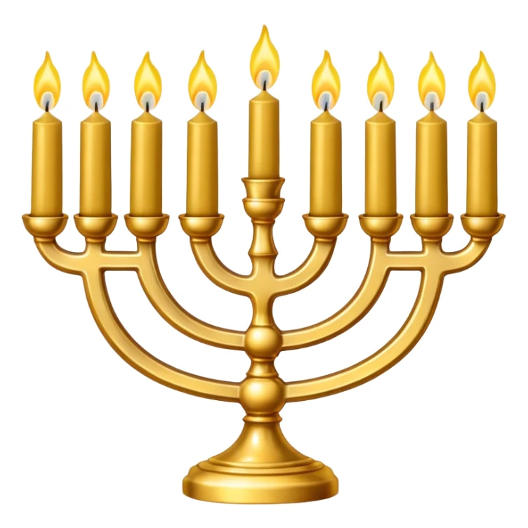 Gold Menorah with 3 candles on the left and right sides sticker