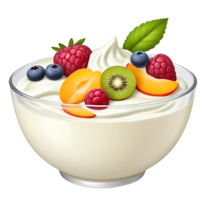 Yoghurt with fruits in bowl  sticker