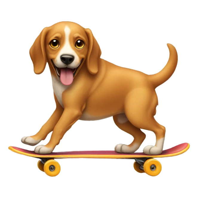Dog on a skateboard eating a hotdog sticker