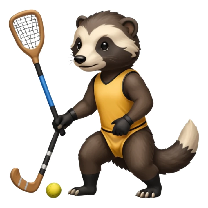 Honey badger playing feild hockey sticker