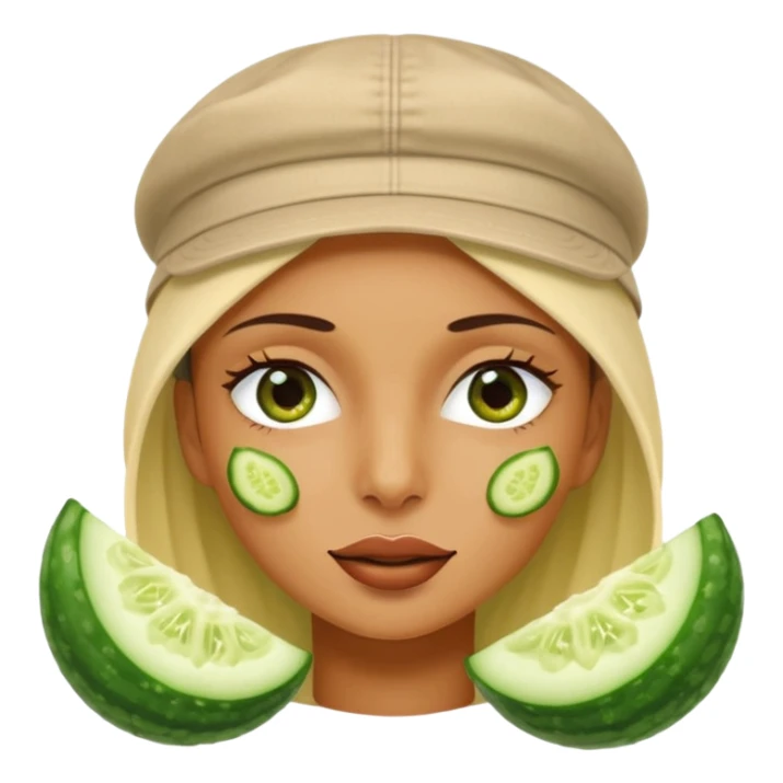 mulher de touca na cabeça e pepino nos olhos sticker
