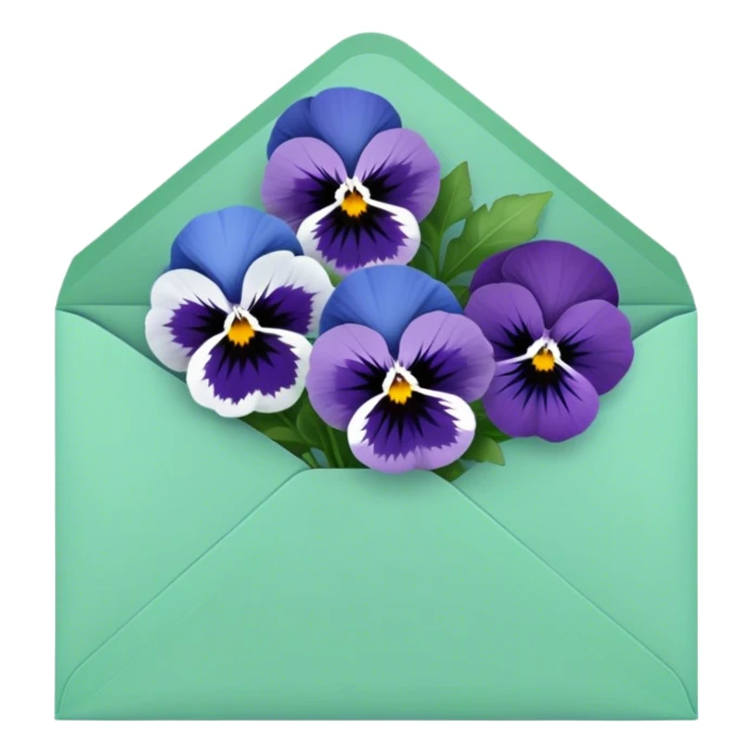 aesthetic blue colour pansies placed in green  a aesthetic envelope  sticker