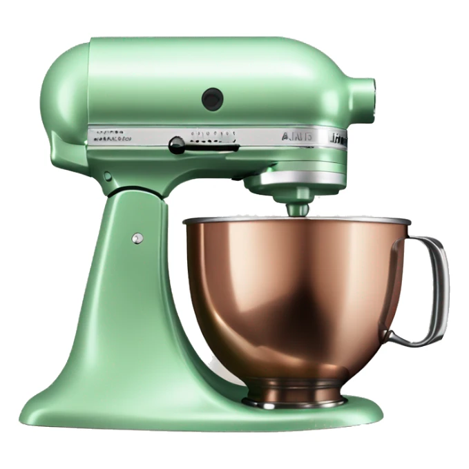 Realistic pastel green and metallic copper kitchenaid mixer. sticker