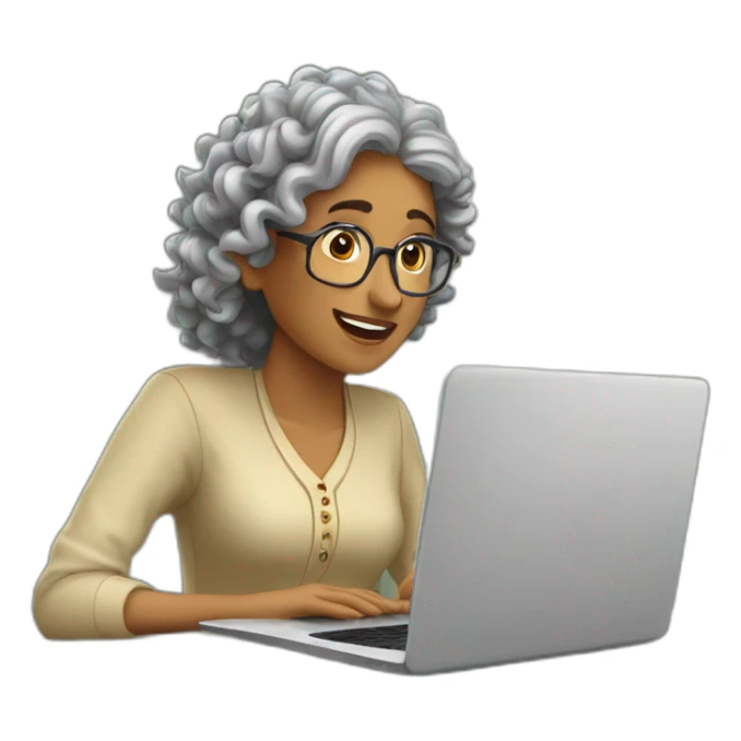 A curly indian lady learning about mortgages on a laptop sticker