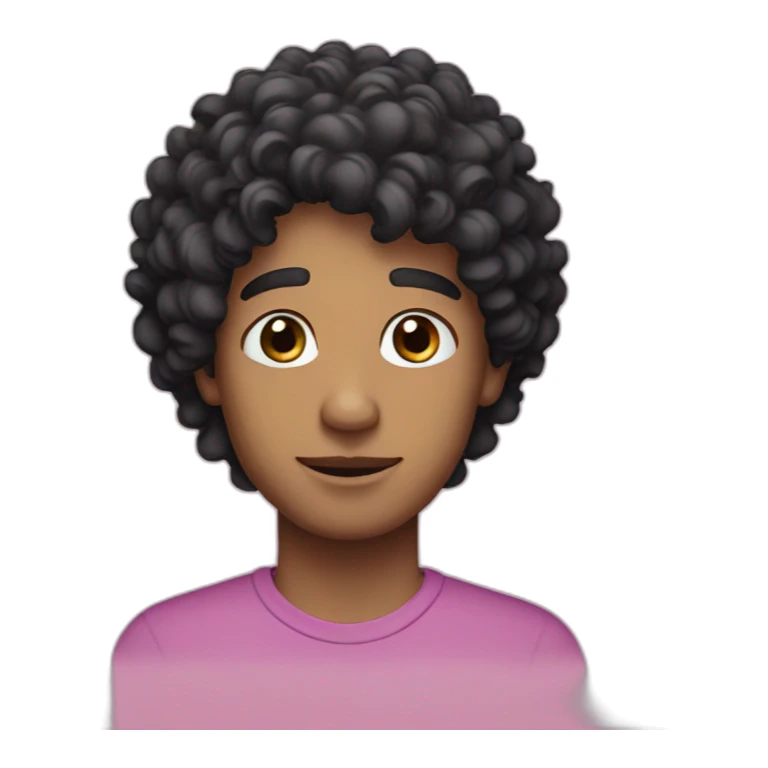 Guy with curly black hair and pink eyes  sticker