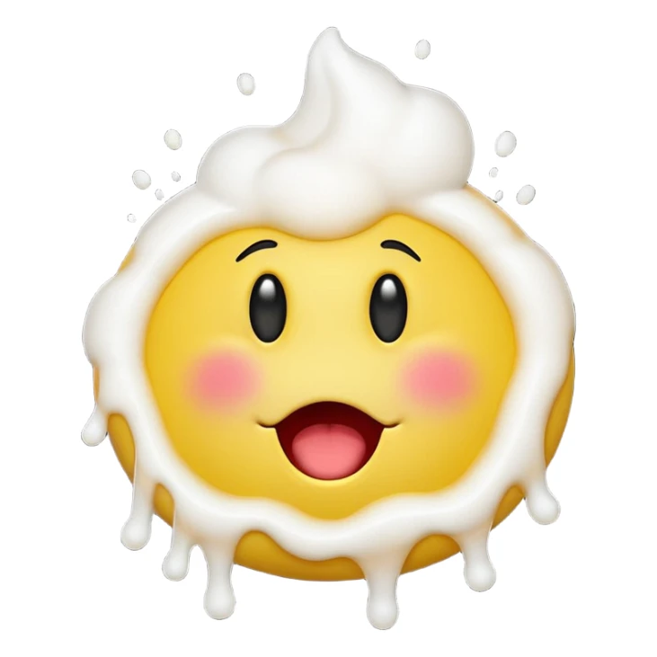 yellow smiley face with eyes up and mouth open, Vomiting white foam sticker