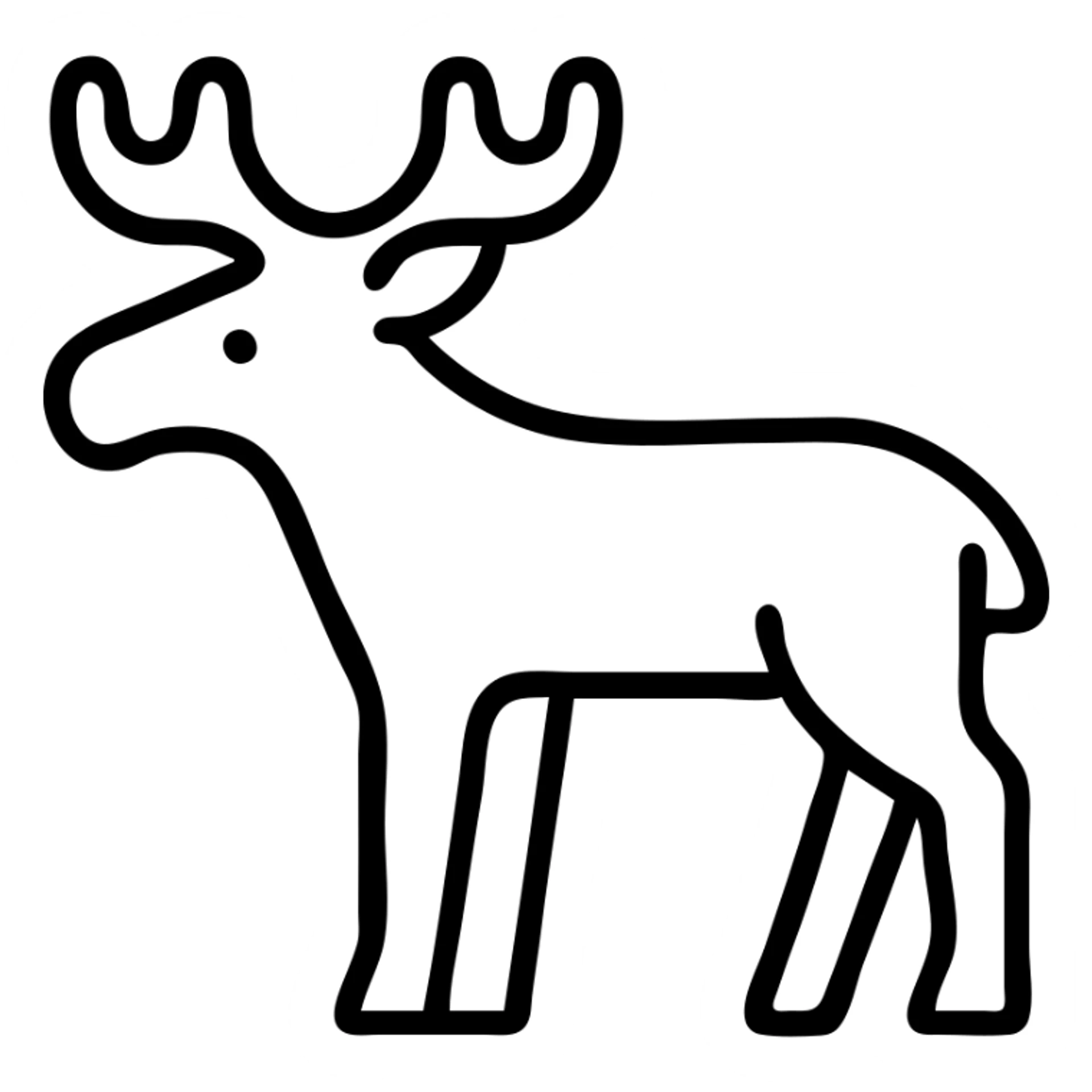 simple moose icon, minimalist and bold, clean black outlines, no fill, modern icon style sticker