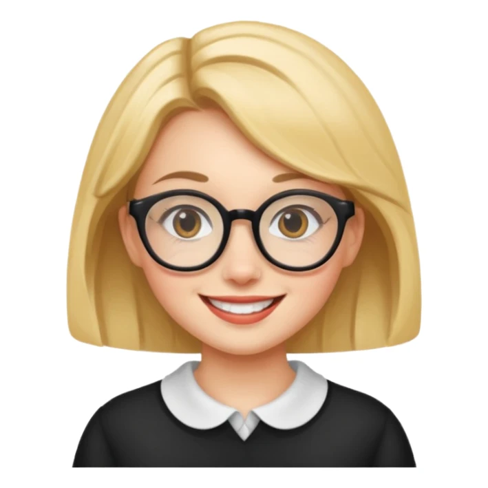 big spects with girl smile sticker