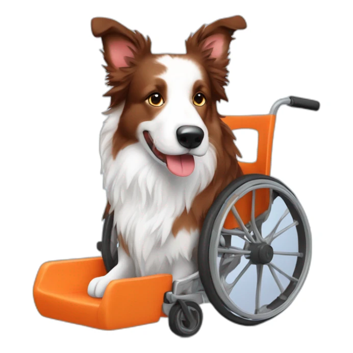 white red merle border collie on orange wheel chair sticker