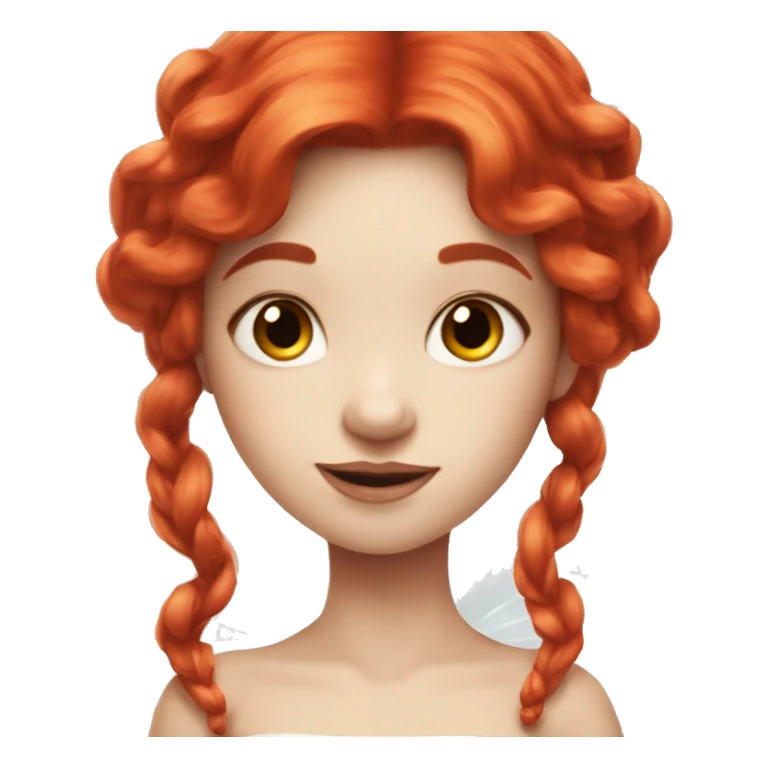 a white skin fairy, long red hair and wings sticker
