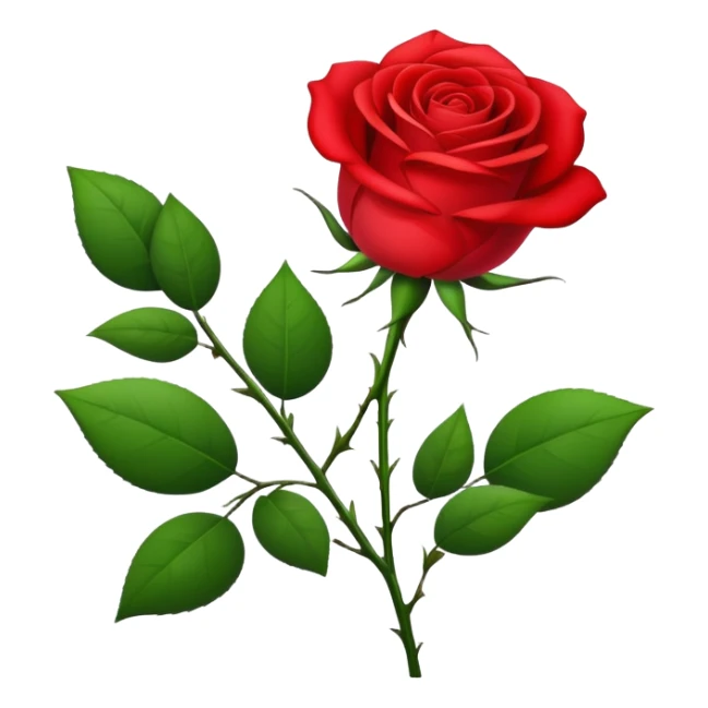 A beautiful red rose flower with green stem and leaves sticker
