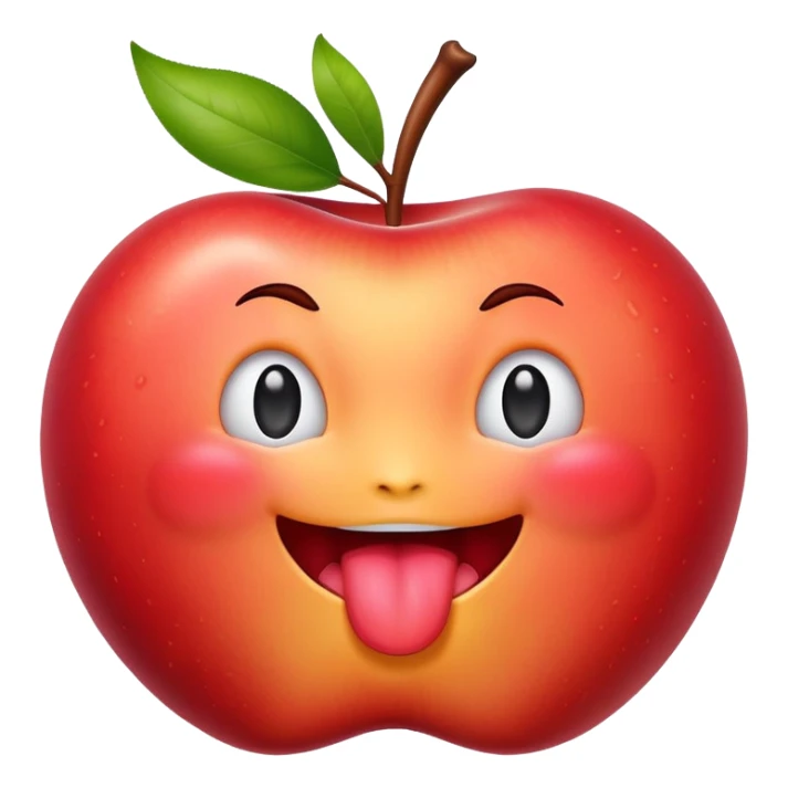 Original apple peach emoji with tongue licking it  sticker