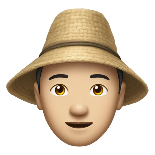 photorealistic Chinese peasant in sedge hat sticker
