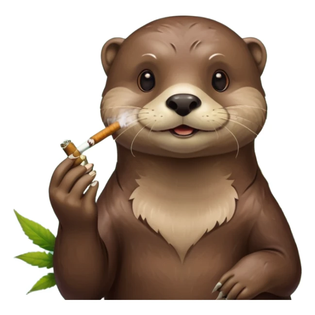 a otter smoking a joint surrounded by marijuana fumes sticker