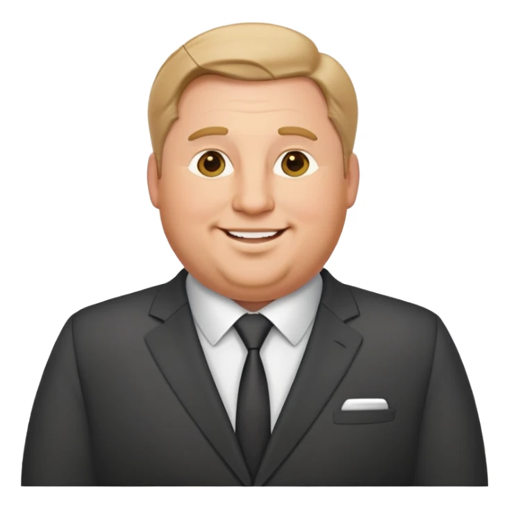 highly detailed happy plump white man in business suit, refined features, realistic proportions sticker