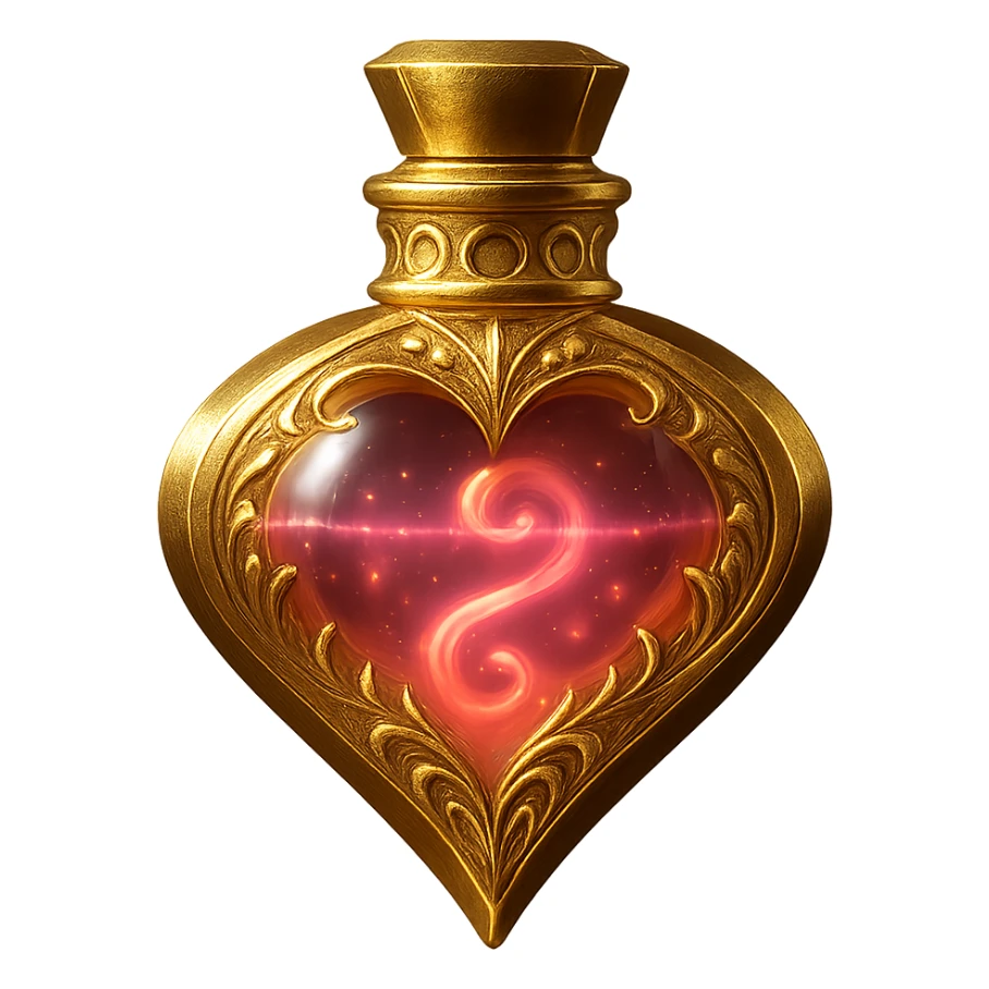 Maintain all main design elements including gold, pink butterflies, magical liquid with effects, transparent background, and sparkle. Change the bottle shape to a diamond form. The design should be elegant with glowing liquid inside and subtle pink effects. sticker