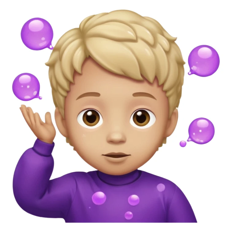 Kids in Fruit Clothes 
A boy in a grape outfit with round purple bubbles. 




































 sticker