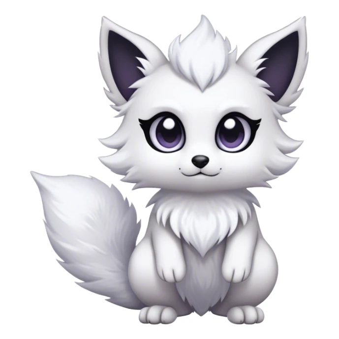 Kawaii dark edgy fantasy ethereal fursona Fakemon with tufted tail sticker