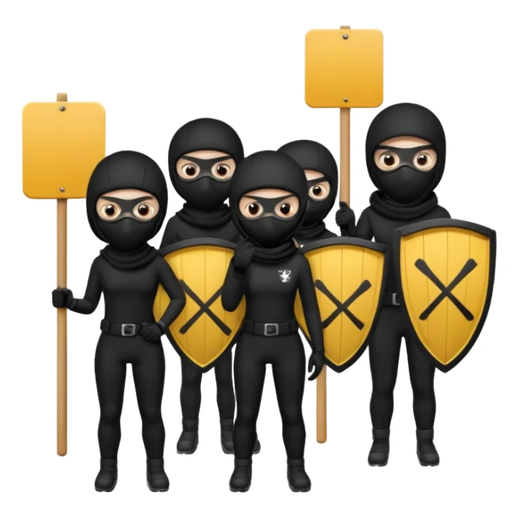 Ski mask people wearing black with shields and signs sticker
