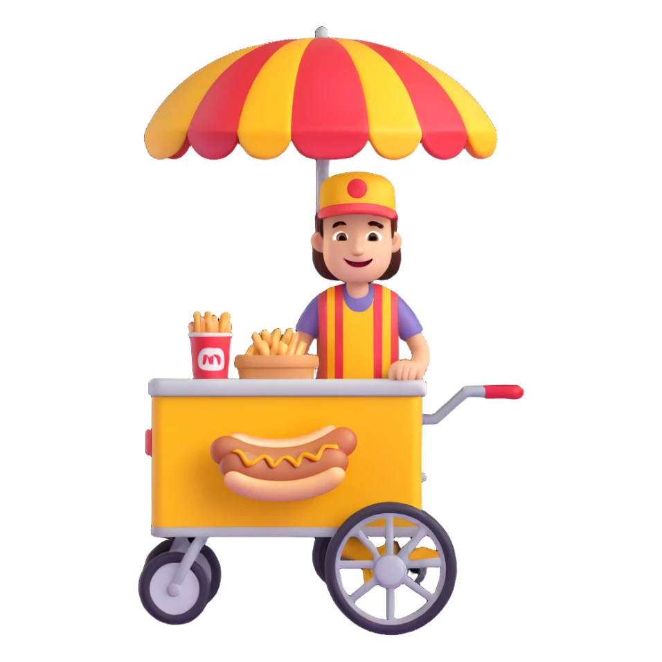 hotdog seller in New York with cart sticker