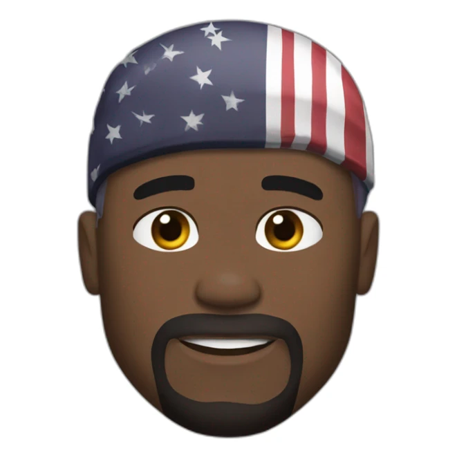 Terry crews with long straight black hair and flag headband sticker