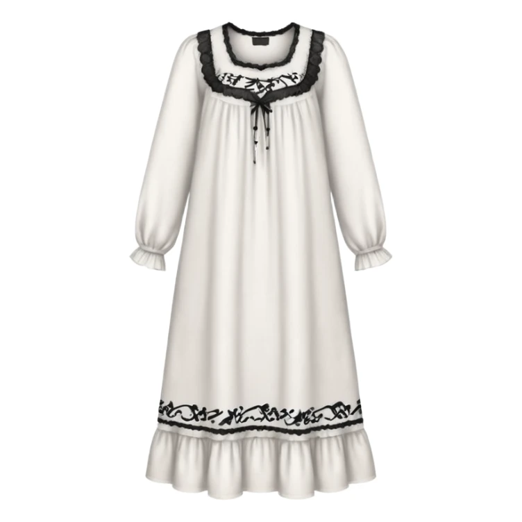 White victorian nightgown with black grafiti design  sticker