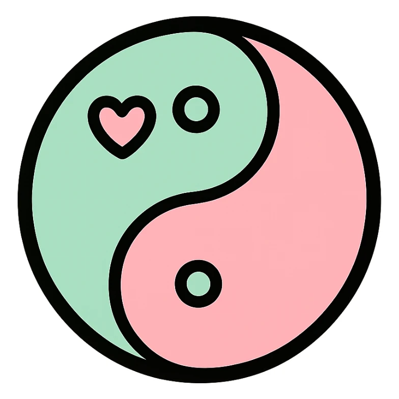 little alchemy style icon
subject: tao
border: medium-black
shape: round, circular
background: white
style: full color fill with medium black outlining sticker