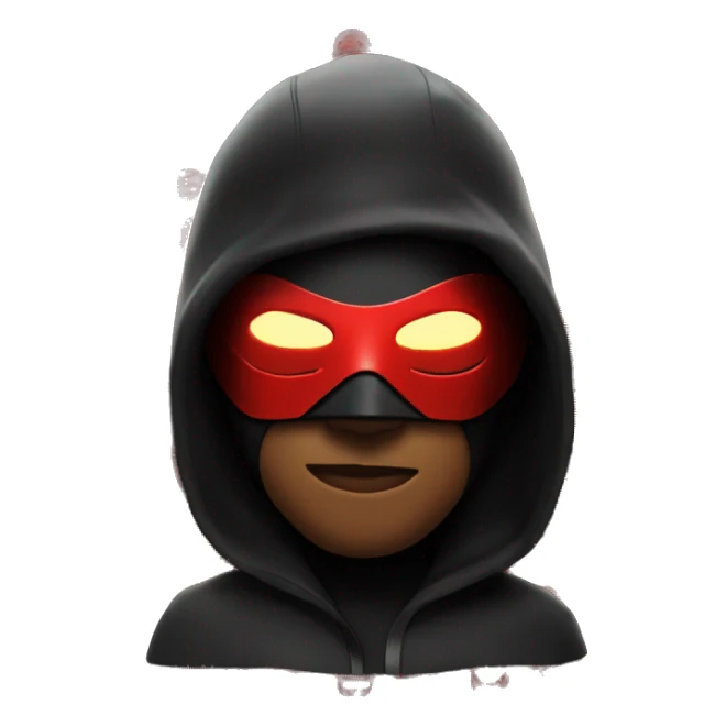 skimask superhero, all black, with the inside of eyes glowing red sticker