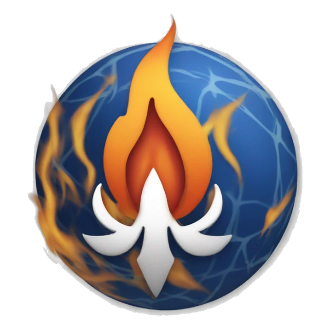 The atlasian logo with flames around i sticker