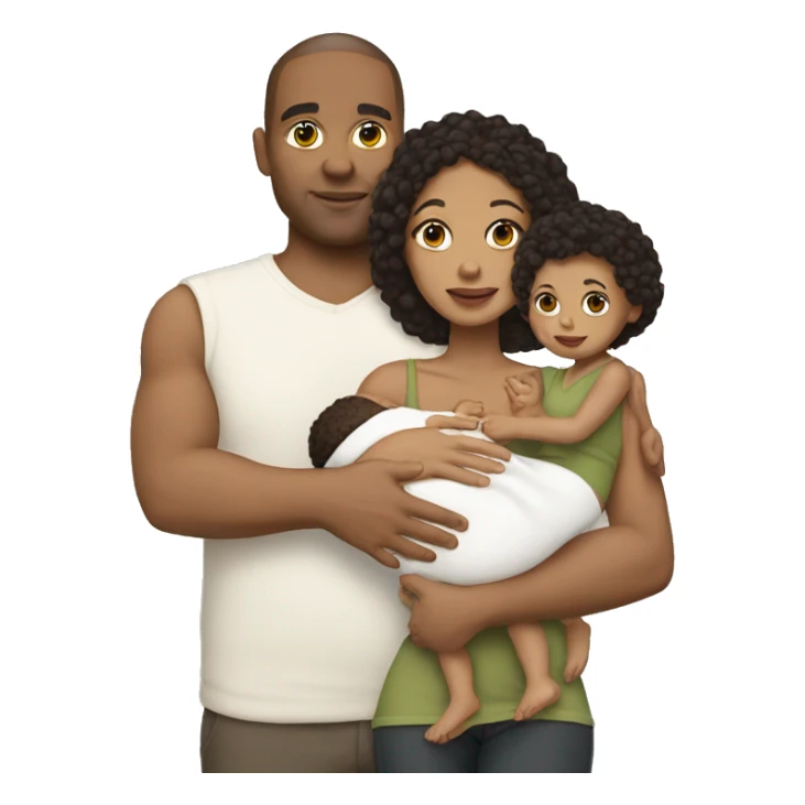 lightskin woman with her white husband holding their twin babies sticker