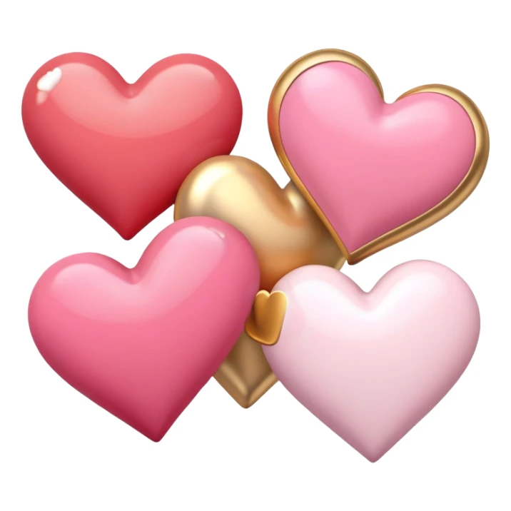 Romantic pastel red and pink and white and gold hearts sticker