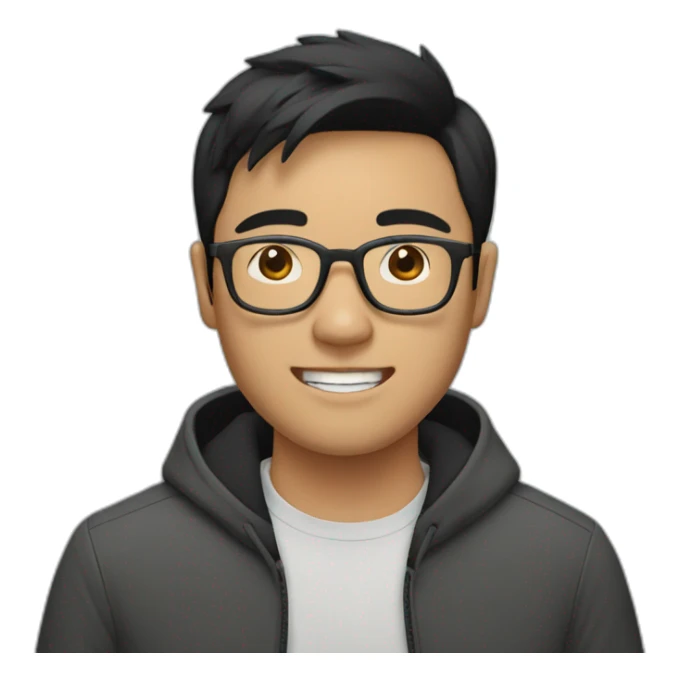 southeast asian male with glasses and black hair sticker
