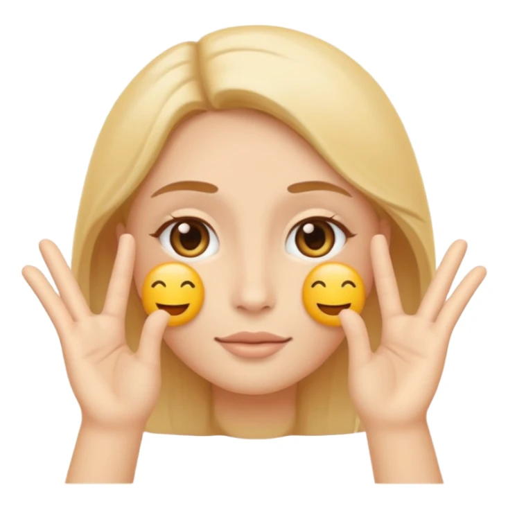 Minimal emoji representing reduced facial puffiness, soft hand gesture shaping the face contour, balanced and natural appearance, wellness-focused, simple and easy to understand
 sticker