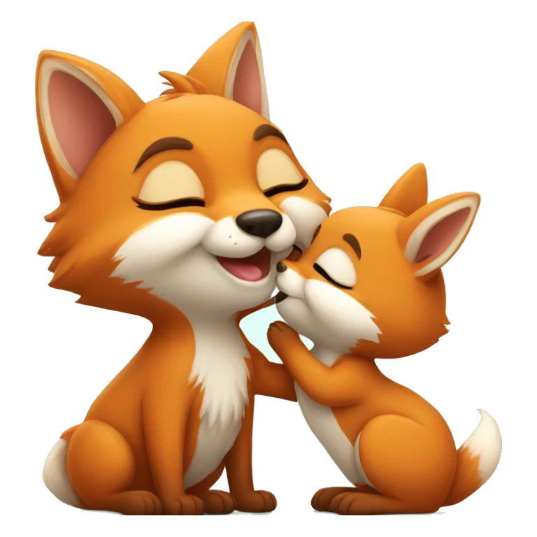 little fox kisses a bunny sticker