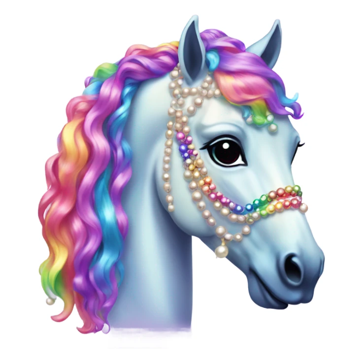 Lisa frank horse with pearls in rainbow hair sticker