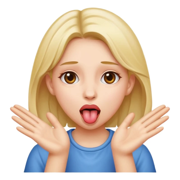 girl with hands facing out and tongue sticking out  sticker