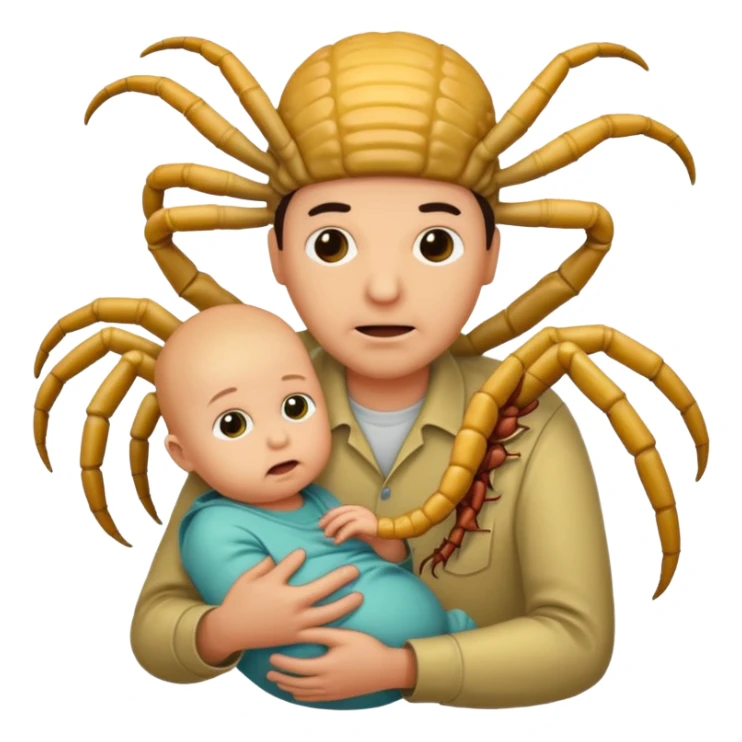 man with Baby Facehugger on his face sticker