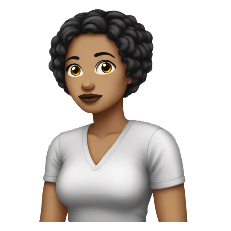 alt bad bitch light skin, black hair sticker