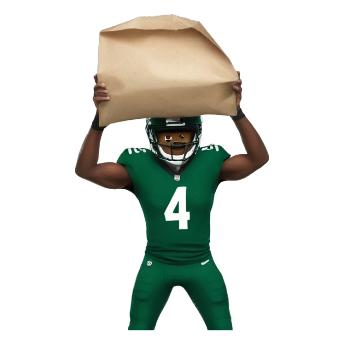 Jets football player with paper bag over head  sticker