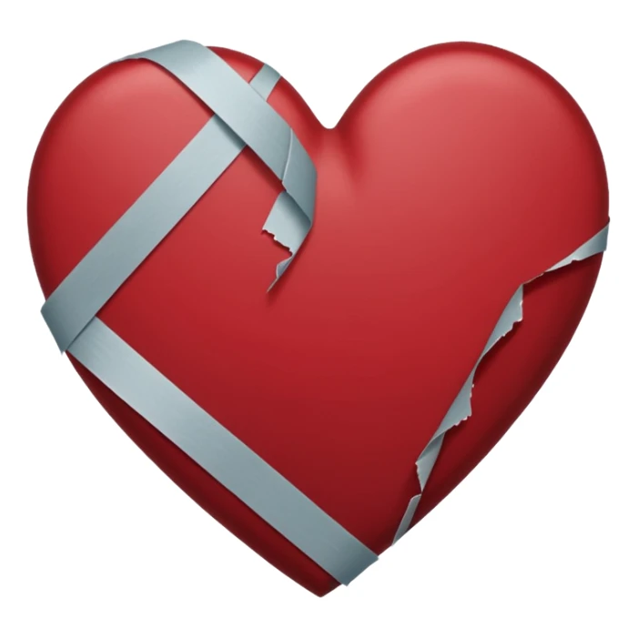 a dark red broken heart taped a little tape band sticker