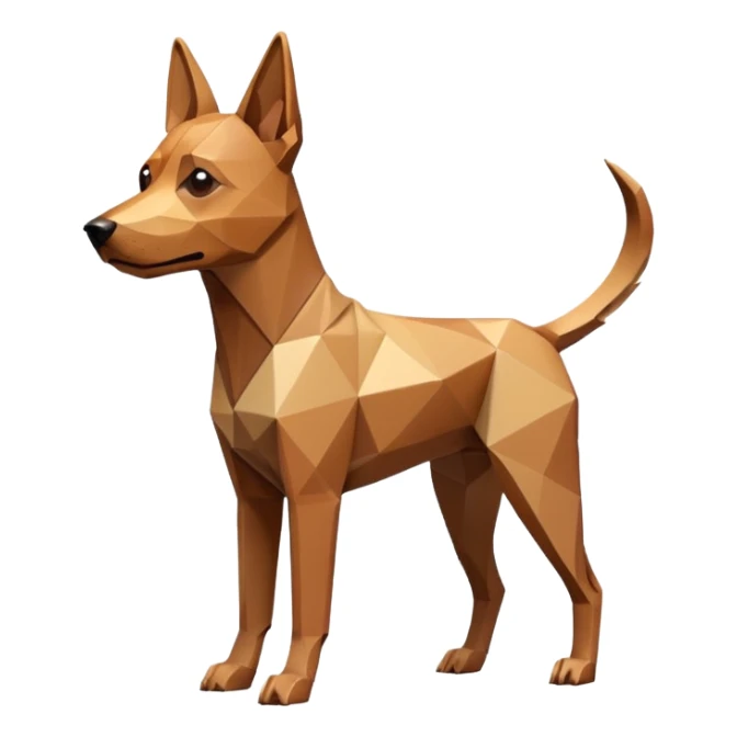 3D render of Stretched Dog, digital glitch art aesthetic, data corruption visual, brown dog stretched infinitely into a tan polygon spike, pixelated distortion, emoji style, isolated on white background --v 6.0. sticker