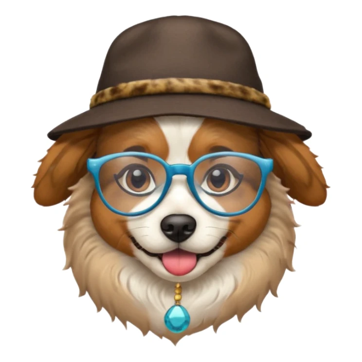 dog wearing a hat and glassess and earrings sticker