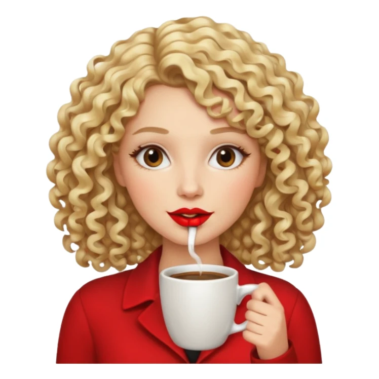 curly blonde woman drink coffe sticker