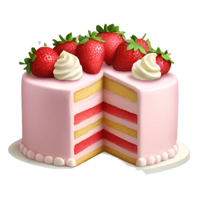 Light Pink strawberries and cream birthday cake  sticker