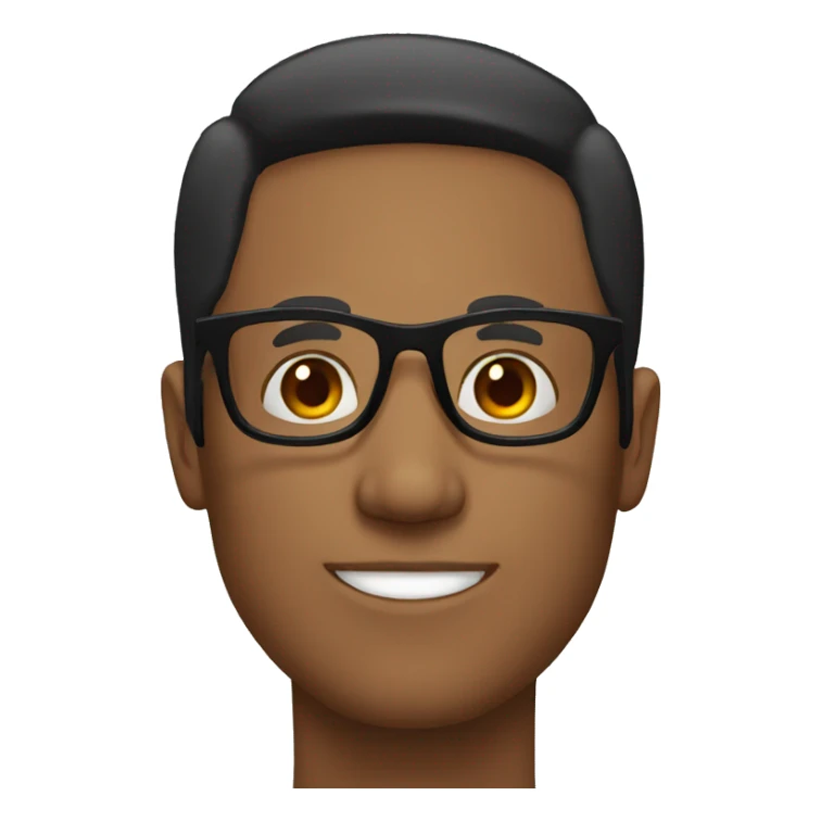brown male face with spectacles black hair sticker