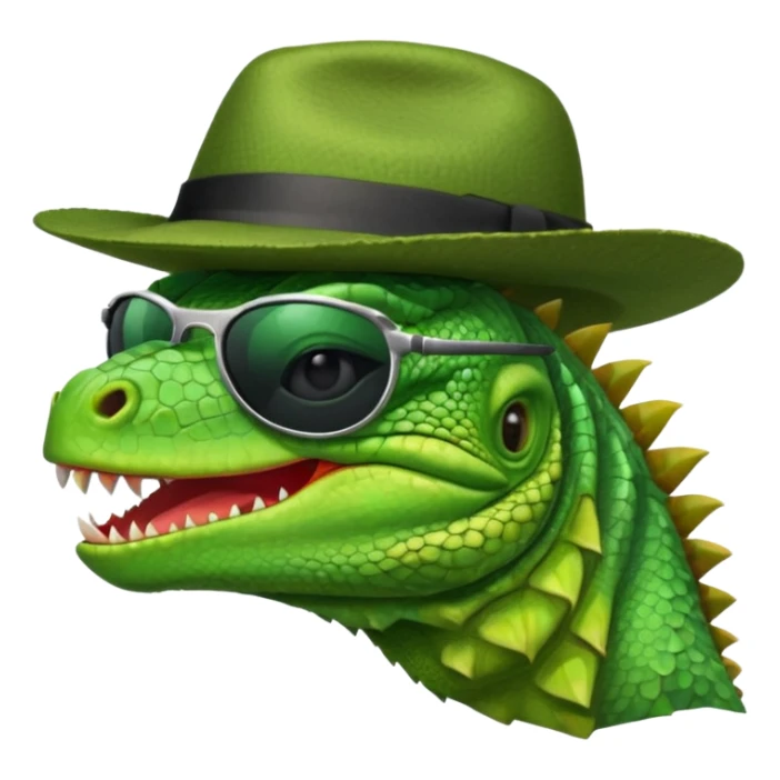 capitalist iguana head with black reflex sunglasses and hat smiling sarcastically sticker