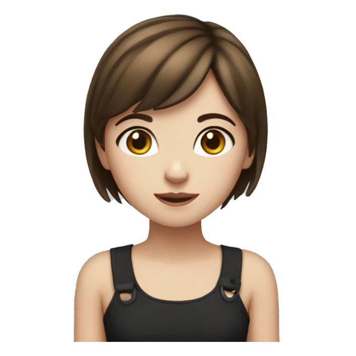 Girl with short brown hair with black and white cat sticker