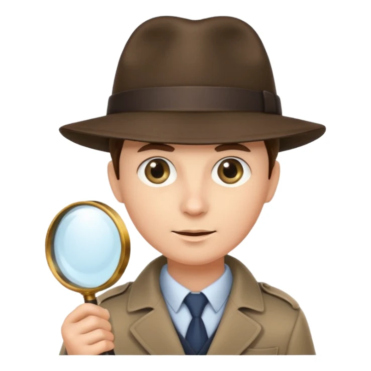 a detective with a hat and a magnifying glass sticker